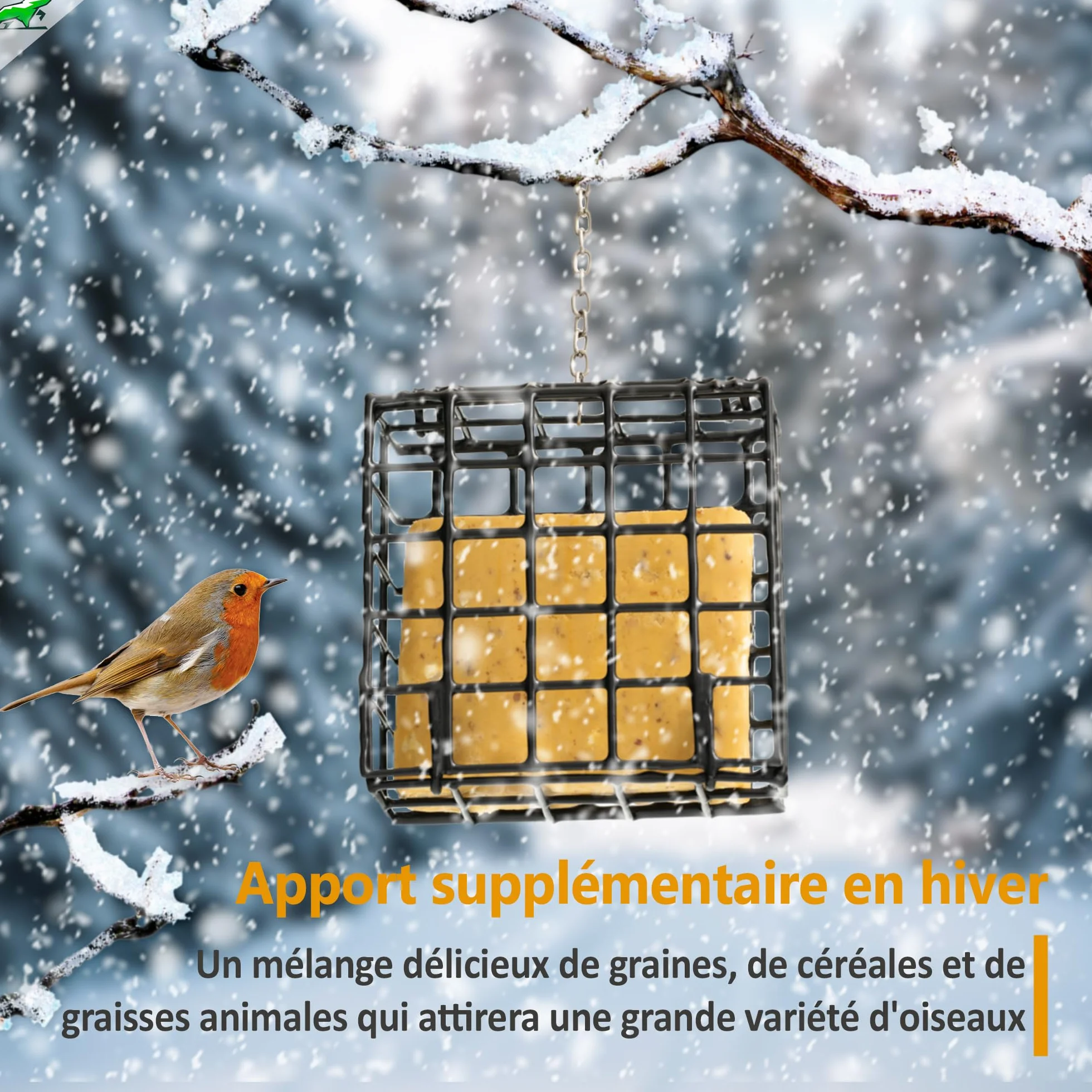 Mice&Co Gâteaux de Suif Naturels pour Oiseaux Sauvages - Nourriture Nutritive avec Graines de Millet et Cacahuètes, Blocs de Graisse Résistants pour Jardin, Pack 6 Unités