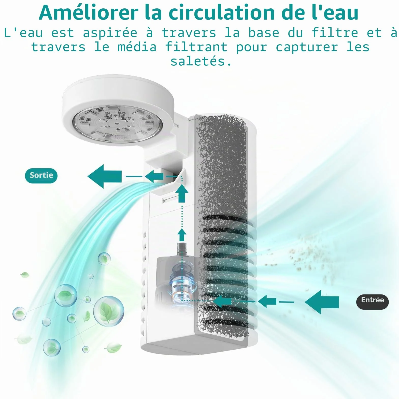 Veilleuse Zingbabu pour aquarium, lumière à spectre complet, filtre, blanc