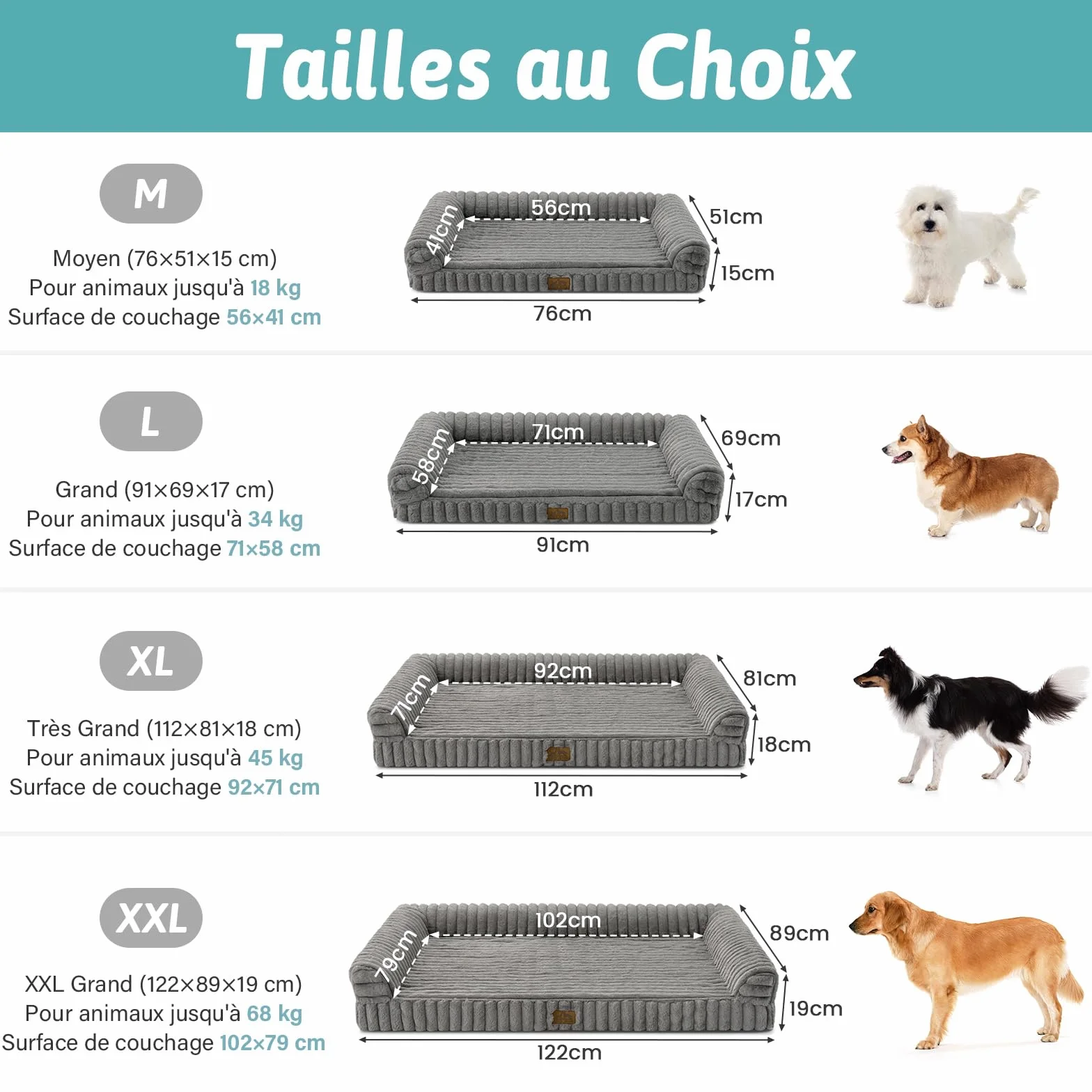 COZY KISS Panier Orthopédique Chien Très Grand 110x80x17cm Lit-Canapé Fausse Fourrure Douce Mousse Mémoire Forme Nid Abeille Coussin Ergonomique Détachable Lavable Gris XL