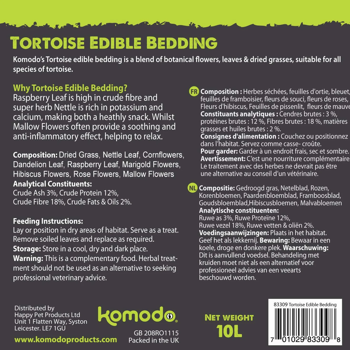 Komodo Literie Comestible Tortue 10L