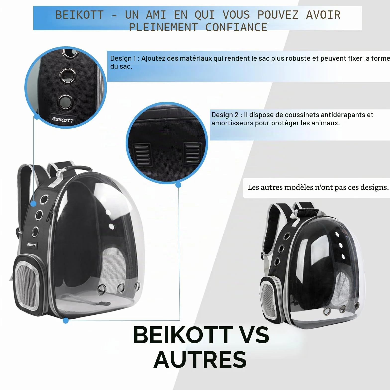 Sac à Dos de Transport pour Chat Chien approuvé par Les compagnies aériennes Capsule Transparente ventilé Voyage