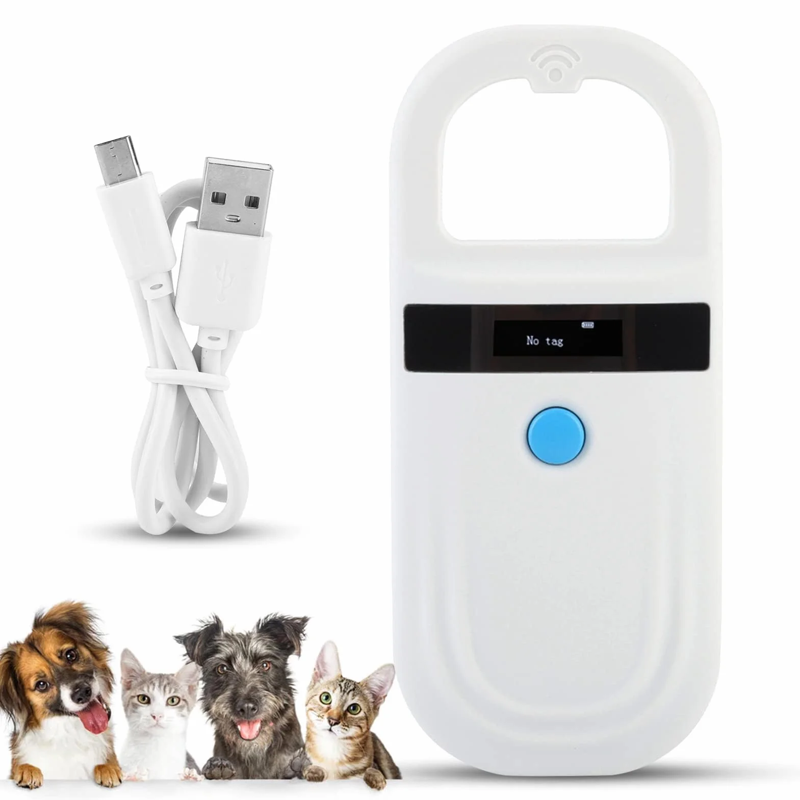 Agatige Lecteur RFID EMID Rechargeable Portable pour Animaux