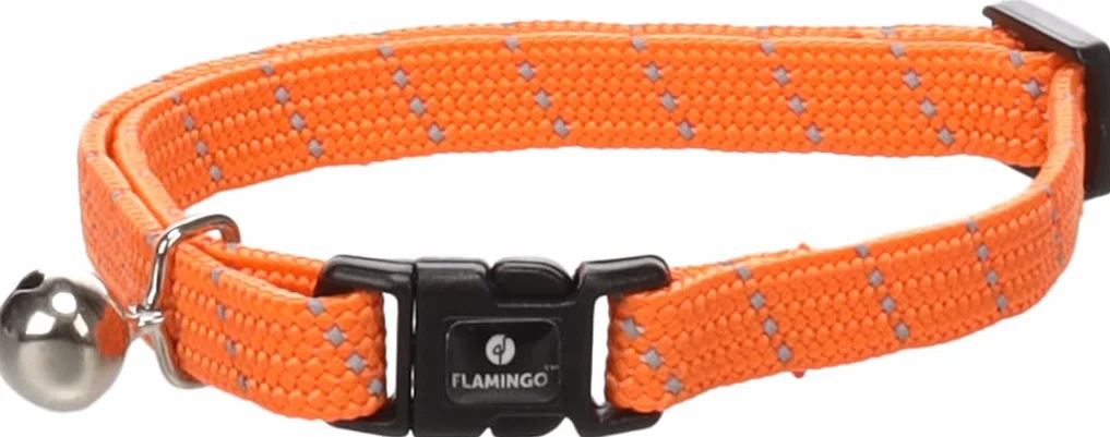 Collier Chat Elza Orange 20-34 cm Nylon élastique réfléchissant avec Clochette
