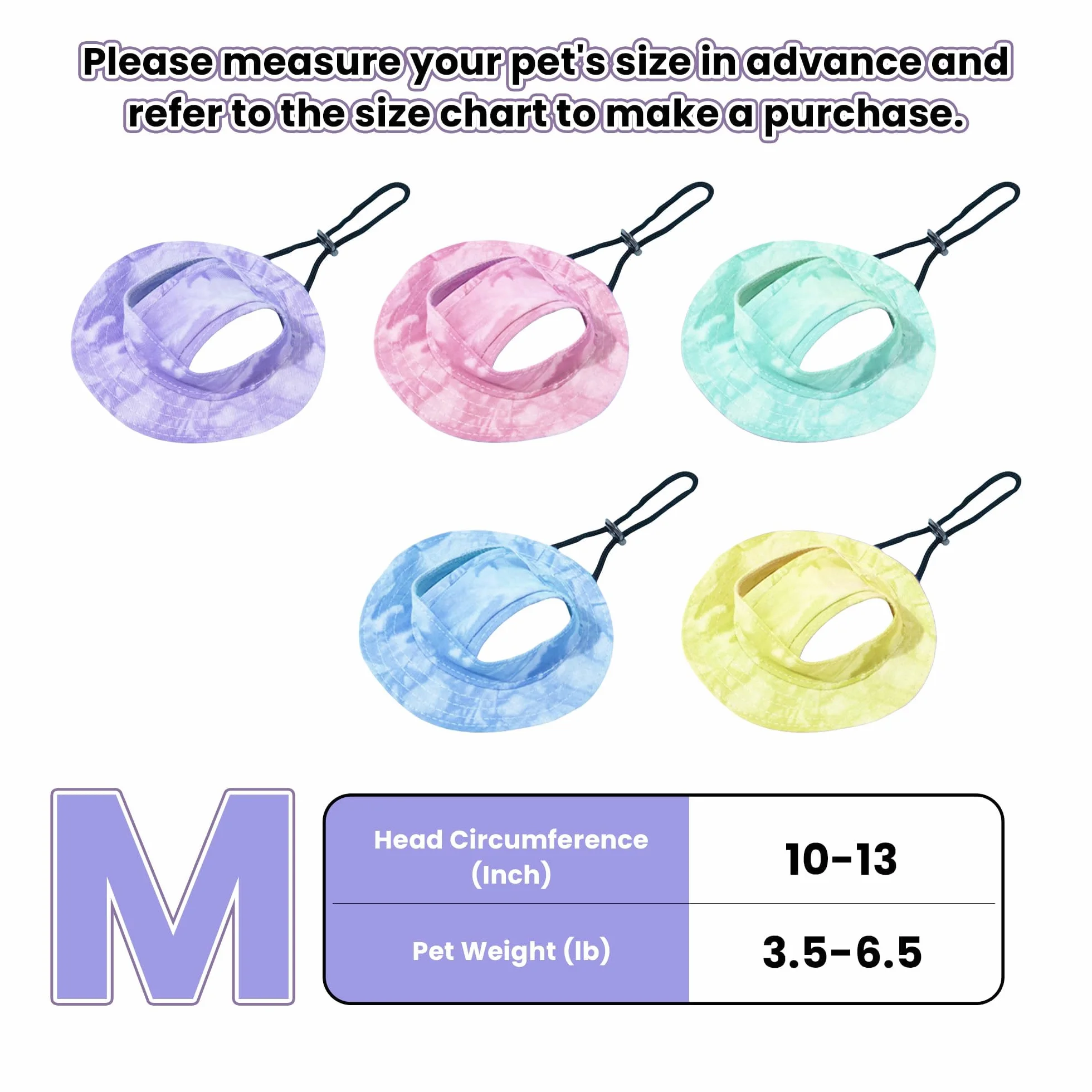 Chapeau de soleil pour chiens & Cappy, casquette de baseball pour chiens, estivale, chapeau pour chiens et chats avec 2 trous, chapeau pour chiens résistant au soleil, pour S/M/L (violet, M)