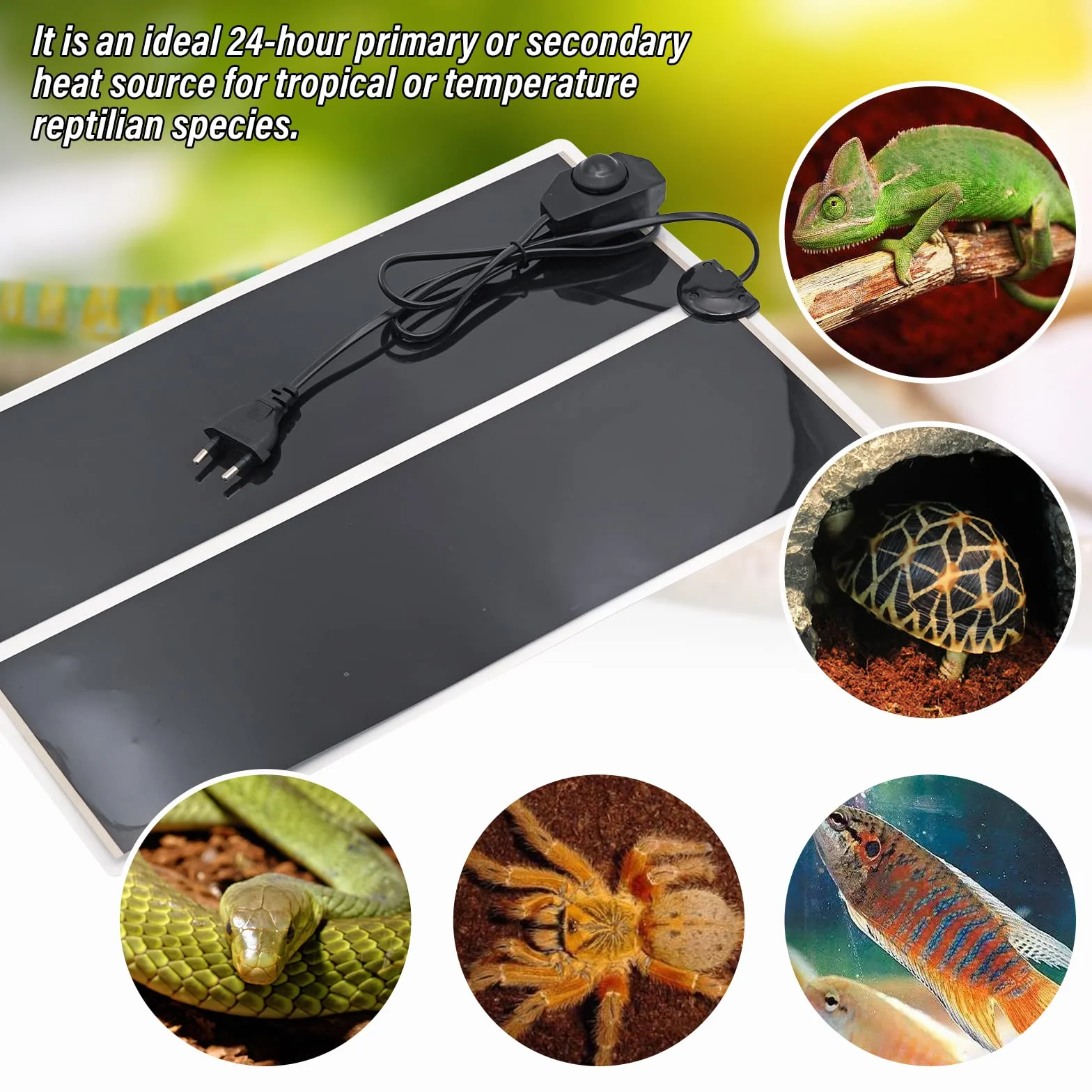 Tapis Chauffants pour Reptiles 20 W 28 x 42 cm avec Contrôle Thermostatique Lot de 2