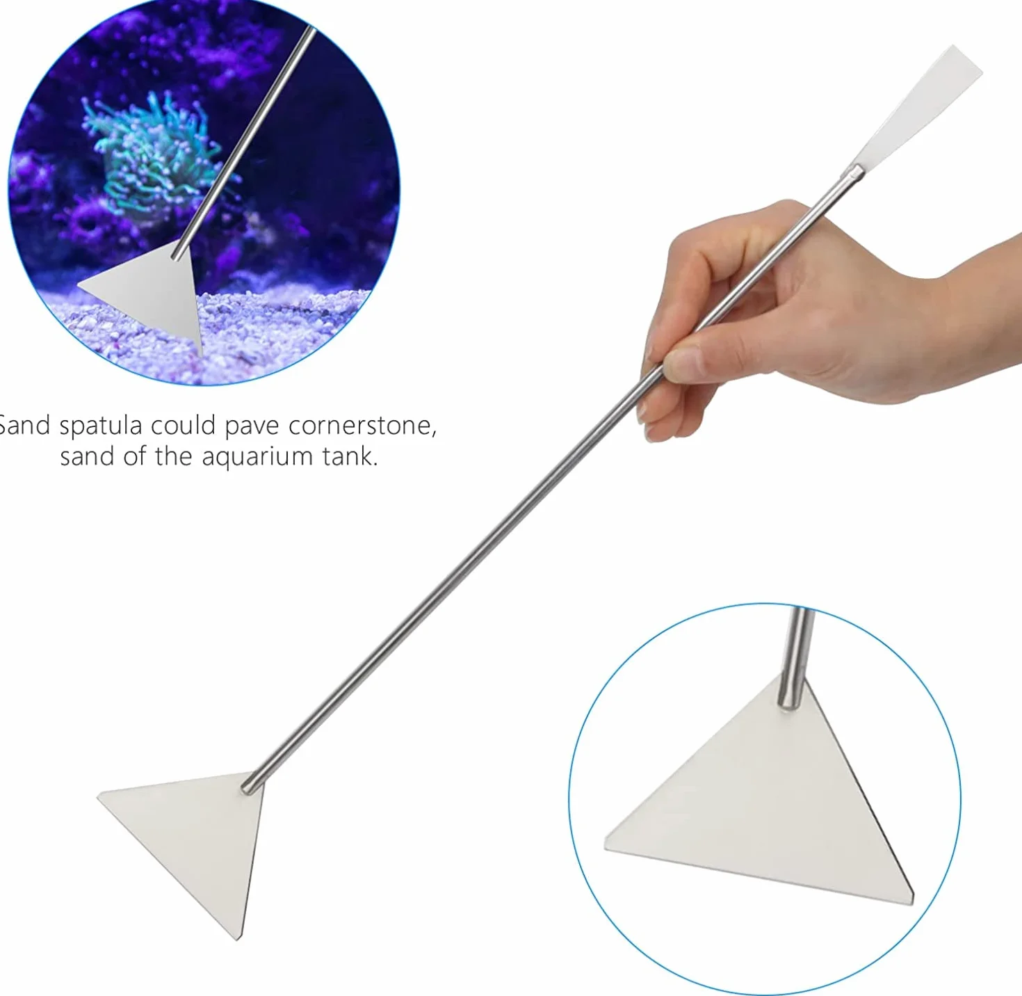 Kit 4 en 1 pour aquarium en acier inoxydable 38 cm argenté - Pince à épiler, Ciseaux, Spatule