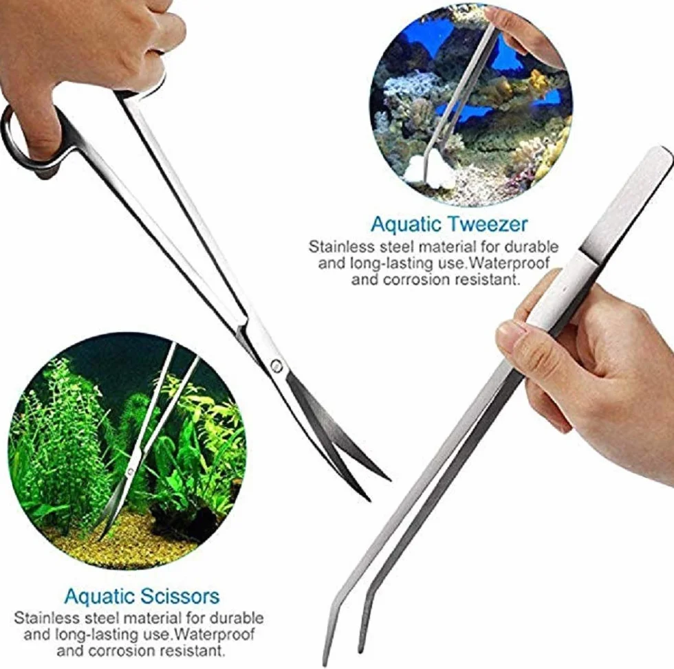 Signstek Ciseaux Aquarium 5 en 1 Acier Inoxydable Outil Aquascaping