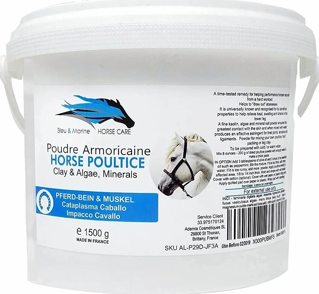 Poudre Armoricaine pour Chevaux Cataplasme Detox Anti Douleurs Argile & Algues Marines 1500 g