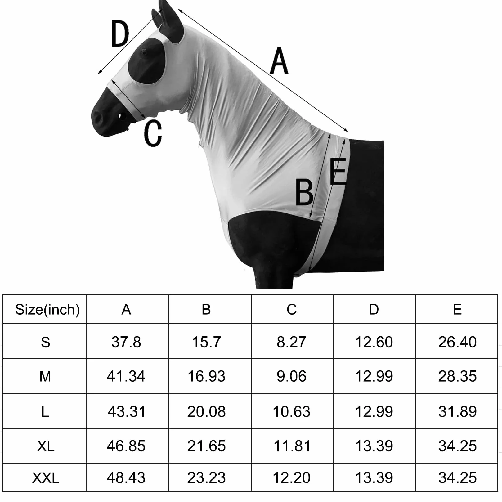 Leberna Lycra Capot de Cheval Extensible avec Zip Couverture de Cou Facial Marine XL
