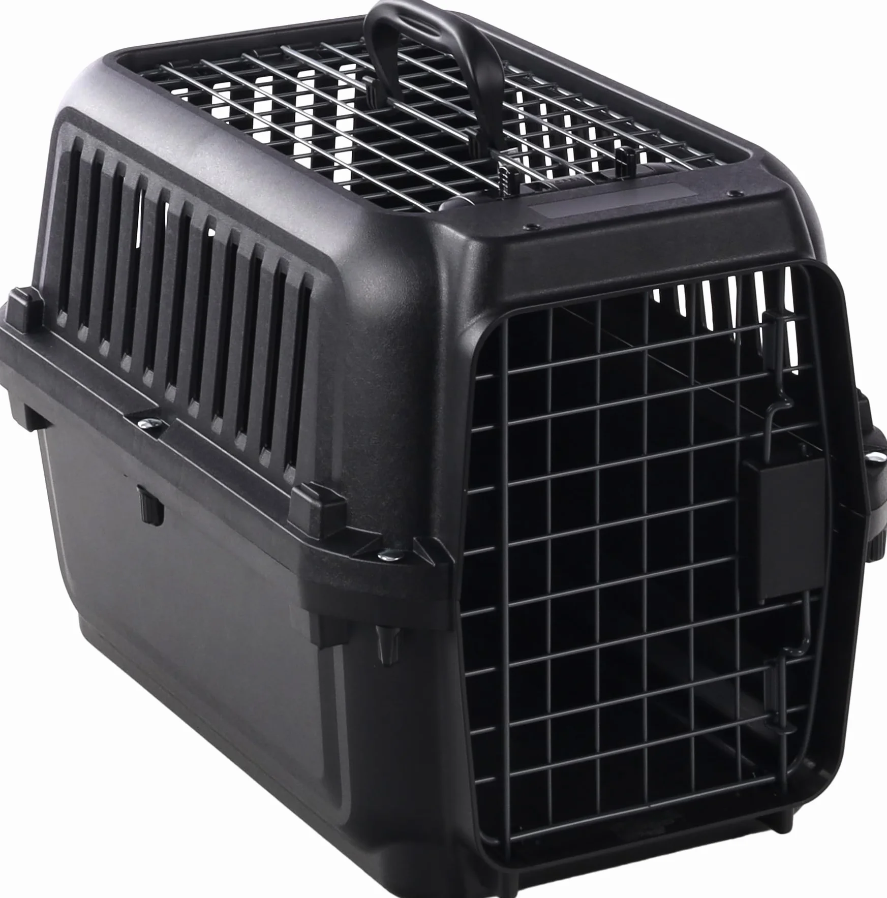 Flamingo Cage de Transport Naomi Noire 50x34,5x33,5 cm Double Ouverture pour Chiens et Chats