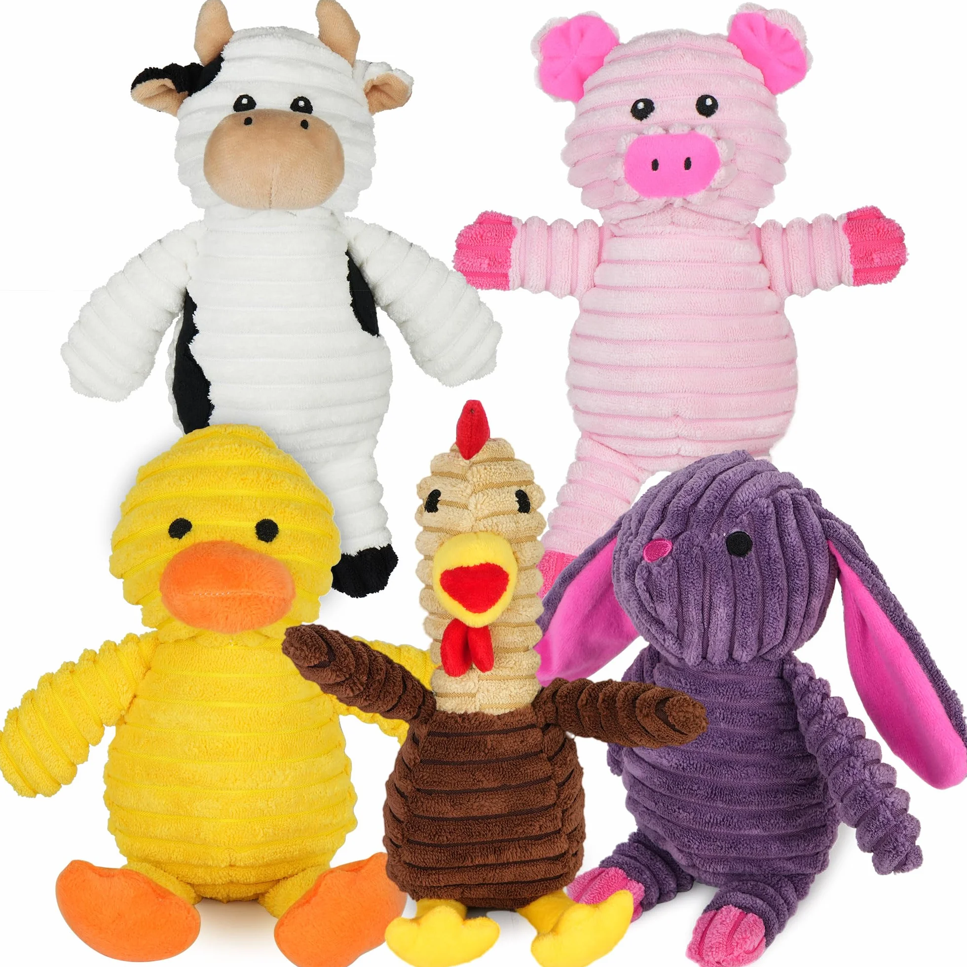 PrimePets Lot de 5 Jouets en Peluche pour Chiens, Jouets à Mâcher Couineur Interactifs Durable