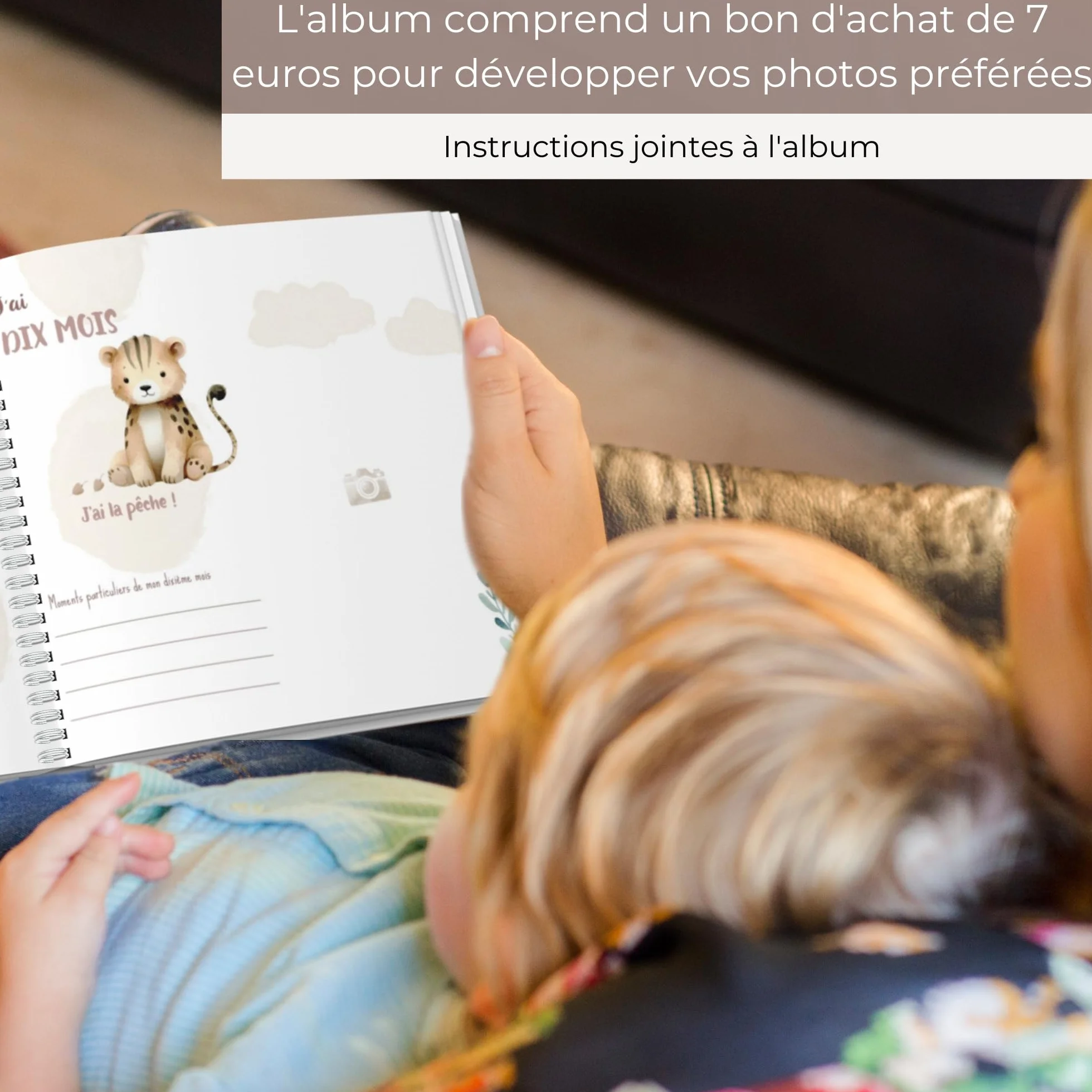 Livre de Naissance Bébé Album Photo Première Année 50 Pages Autocollants Cadeau Naissance