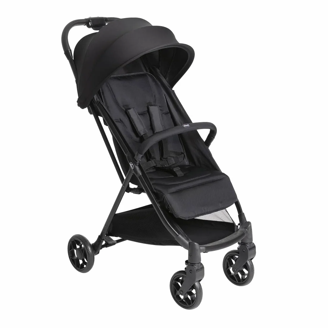 Chicco Poussette Urbino 0-22 kg Légère Compacte Pliage une main Capote Extensible UV50 Repose-Jambes Noir