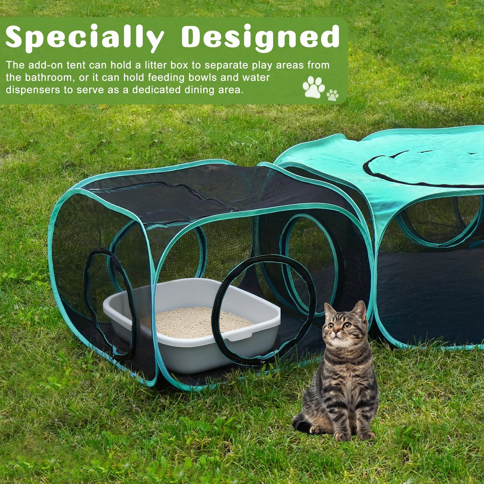 Grand enclos pour chat tente pop-up 3 en 1 modulaire avec fenêtres en réseau intérieur extérieur voyage