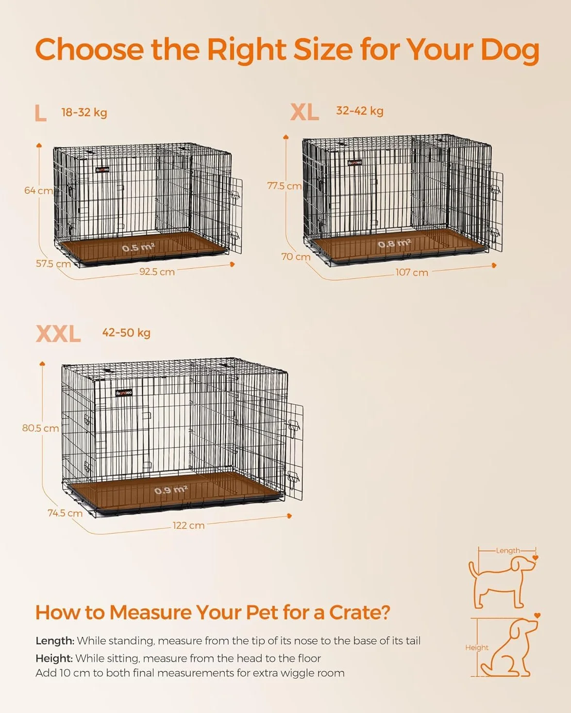 Feandrea Cage pour Chien 92,5 x 57,5 x 64 cm Noir PPD36BK