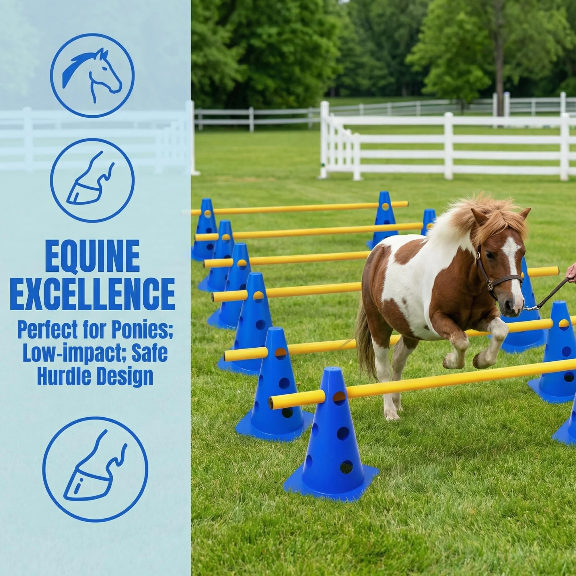 Kit d'obstacles Agility pour Chien 5 Pièces Haies d'Entraînement 23cm Réglable Bleu