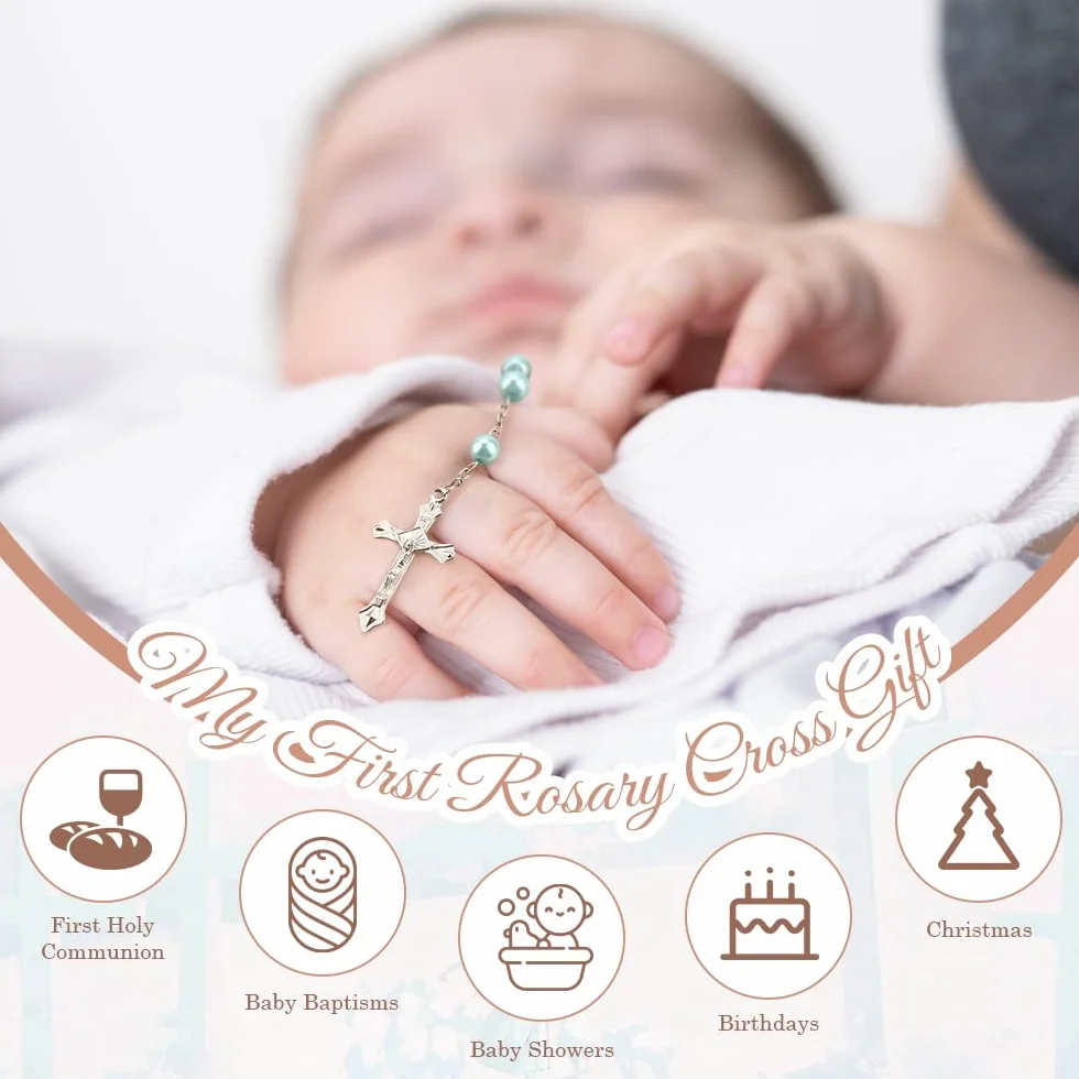 Mon premier chapelet avec boîte souvenir – Cadeau de baptême et de fête prénatale pour filles et garçons | Chapelet catholique pour première communion chrétienne