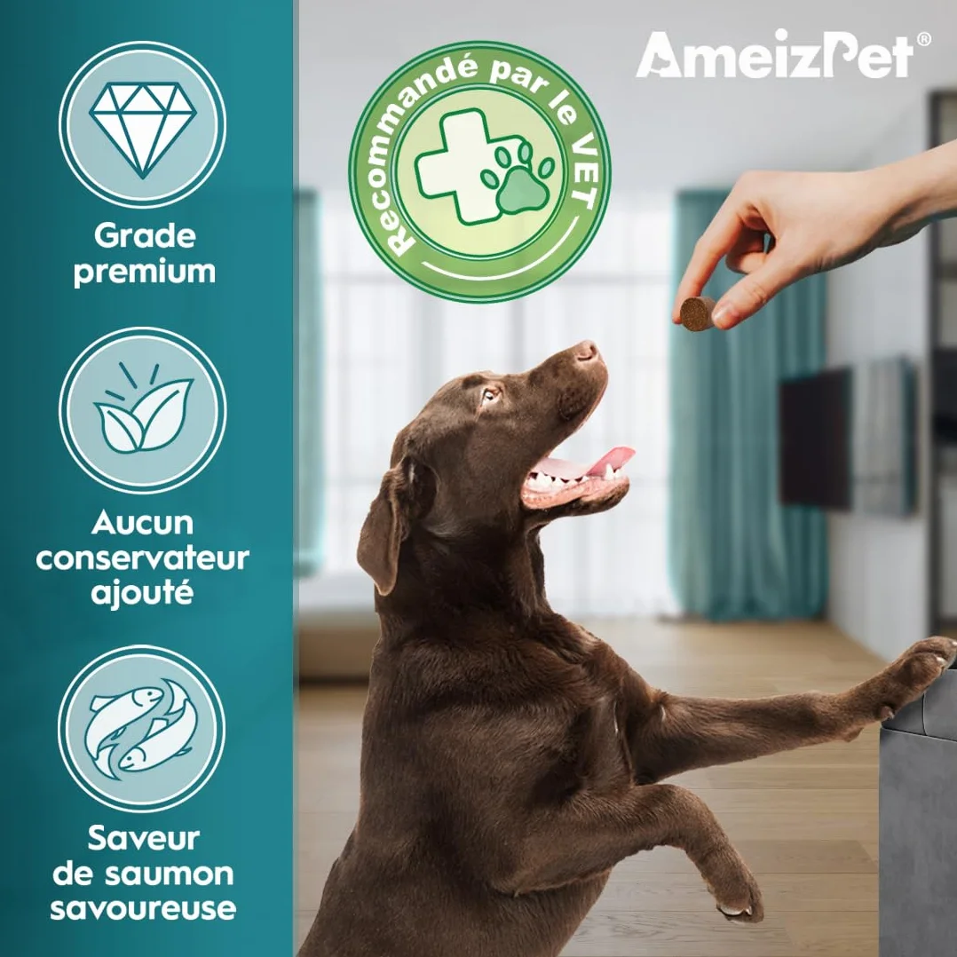 AmeizPet Friandises Contre Les Démangeaisons pour Chiens, Immunité et Pelage, 30 Pièces