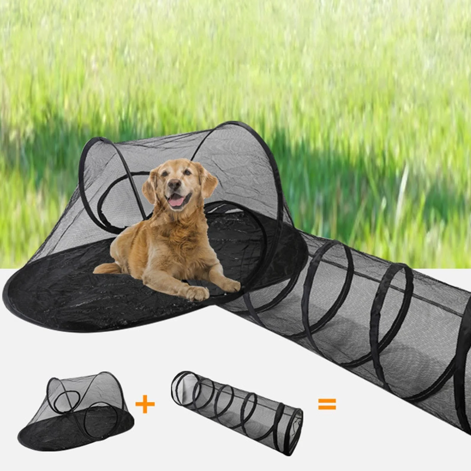 Tunnel pour chat extérieur pliable avec tente d'enceinte pour chats d'intérieur et d'extérieur