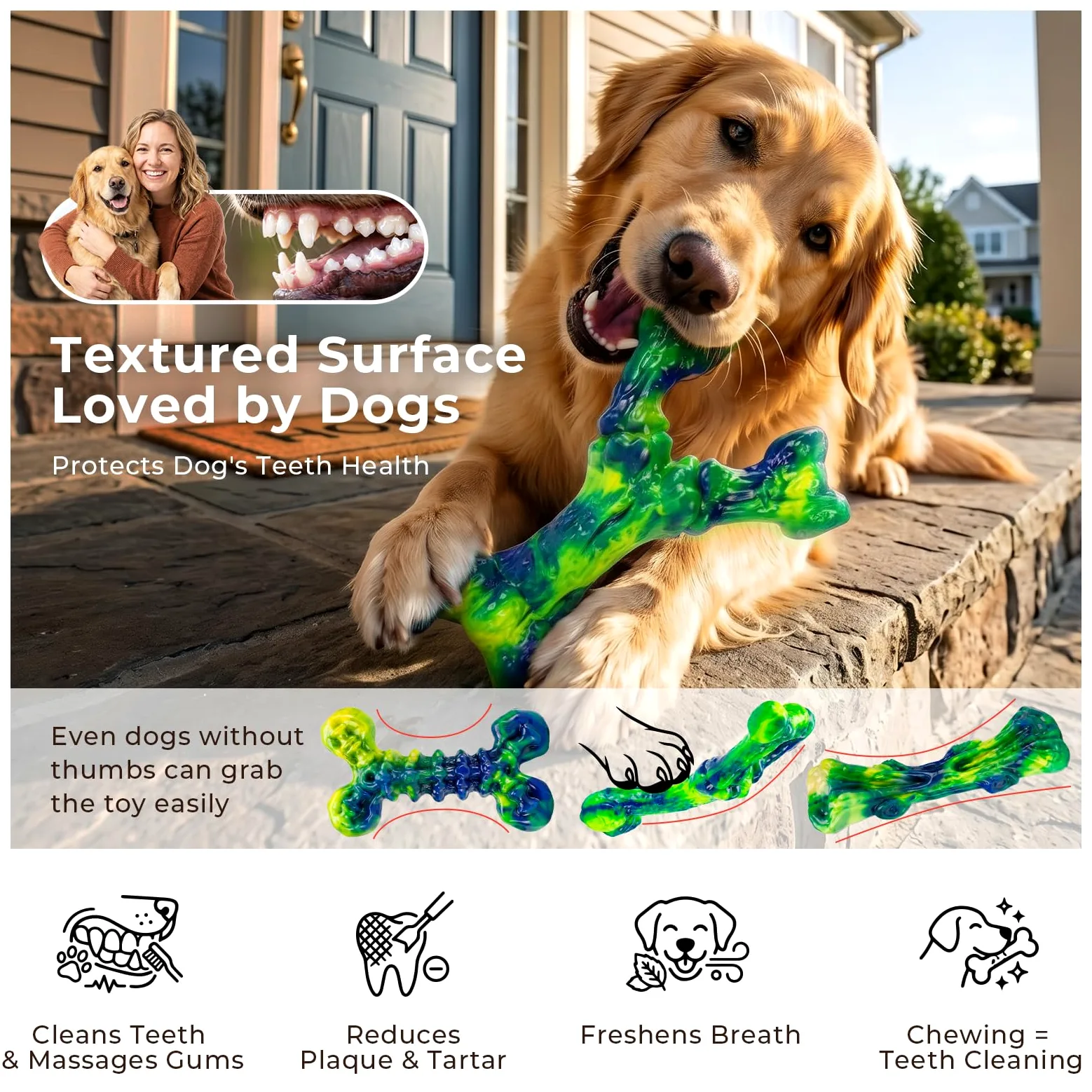Kseroo Jouets à mâcher indestructibles pour chiens agressifs : lot de 3 os à mâcher en nylon au beurre d'arachide pour chiens de taille moyenne et grande de 11,3 à 36,3 kg, formes difficiles à mâcher