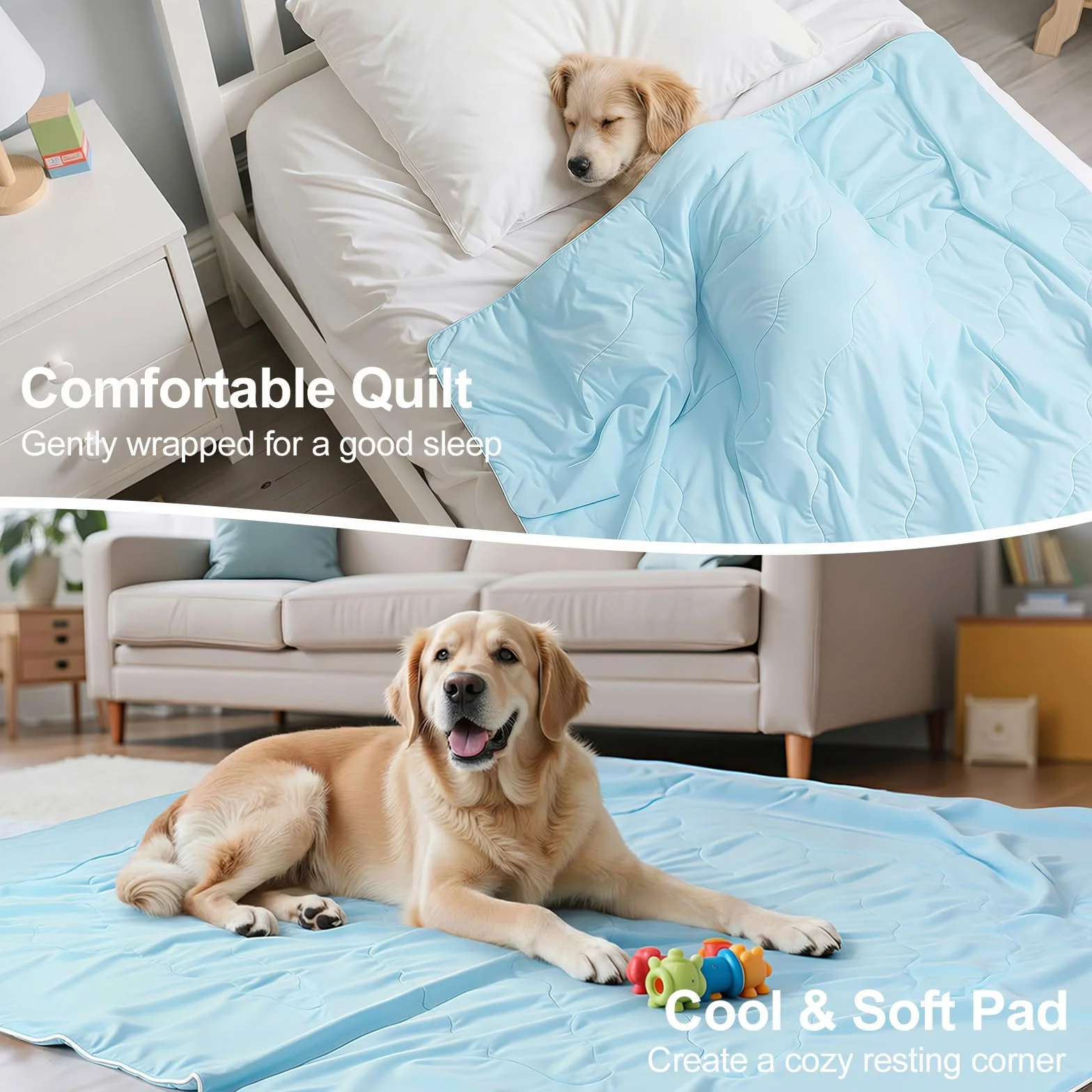 Tapis Rafraîchissant Chien Q-Max>0.4 Lavable 75×100 cm Bleu