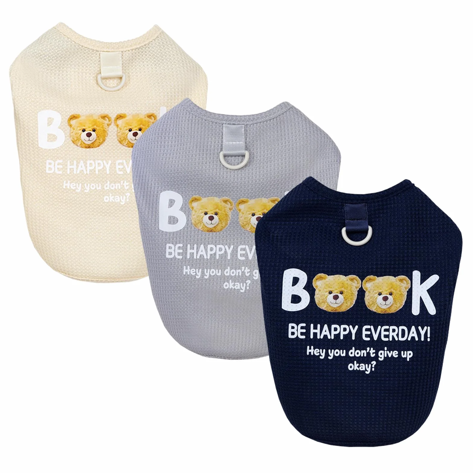 3 Pièces Chien Chemises Vêtements Respirant Livre Ours Gaufré Motif Cool Été Coton Débardeur Gilet T Shirt pour Petit Chiot Chat