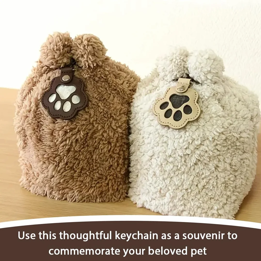 Porte-clés commémoratif en cuir en forme de patte de chien et chat, boîte à souvenirs pour poils d'animaux