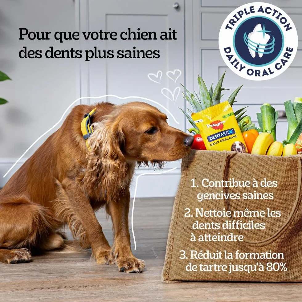 PEDIGREE DENTASTIX 56 Bâtonnets à Mâcher pour Petits Chiens 5-10kg, Saveur Poulet et Bœuf