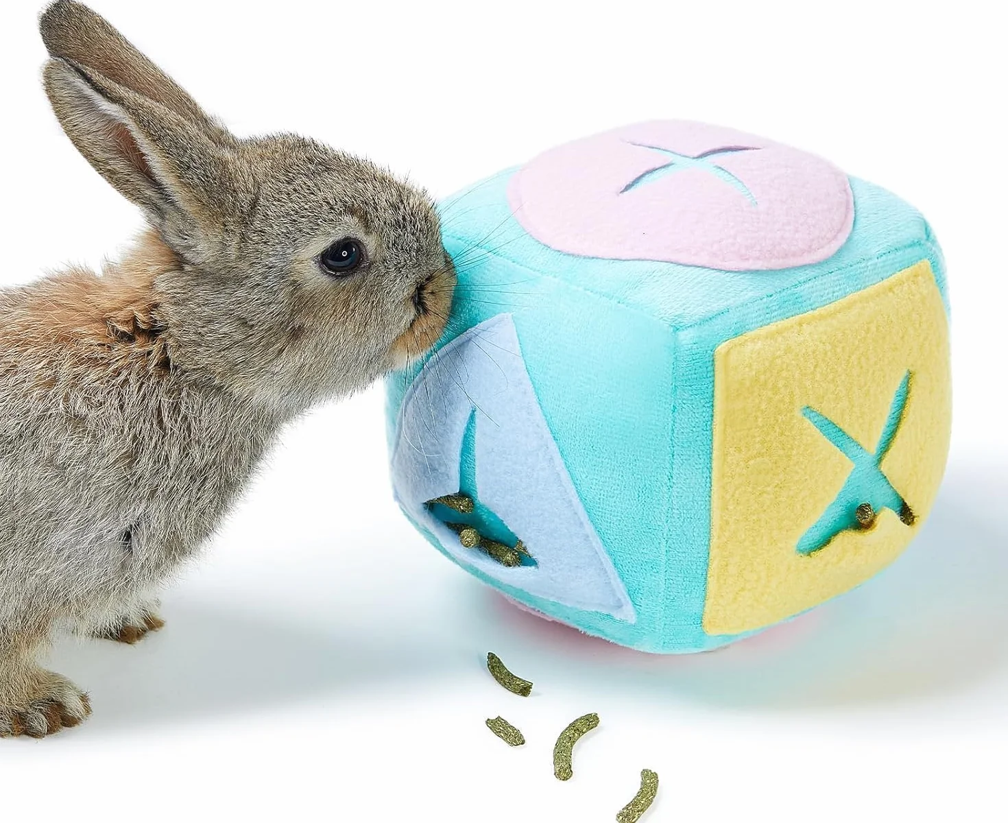 Jouet Fraîcheur Lapin Jeu Nourriture Puzzle Doux Lavable Anti-Ennui Distributeur Friandises Nasales Enrichissement Lapins Intérieur Bleu