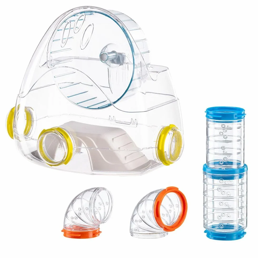 Ferplast Ensemble de Tubes Hamster, Accessoire Cage Hamster, Total 4 pièces, Comprend Salle de Sport avec Roue Hamster, Tunnels Hamsters avec Trous de Ventilation et Raccords, KIT Gym, Jouet Hamsters