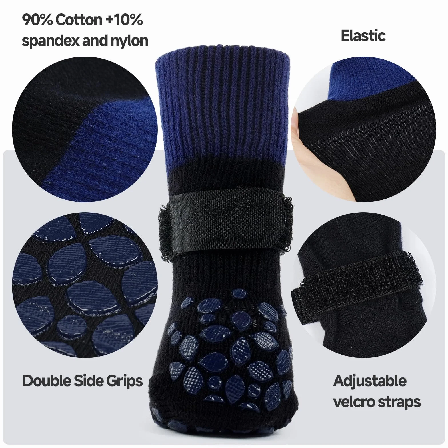 PUMYPOREITY Chaussettes pour Chats, Protection Coussinet Chien Pattes Antidérapante Chaussures Hiver Chiens Noire XS