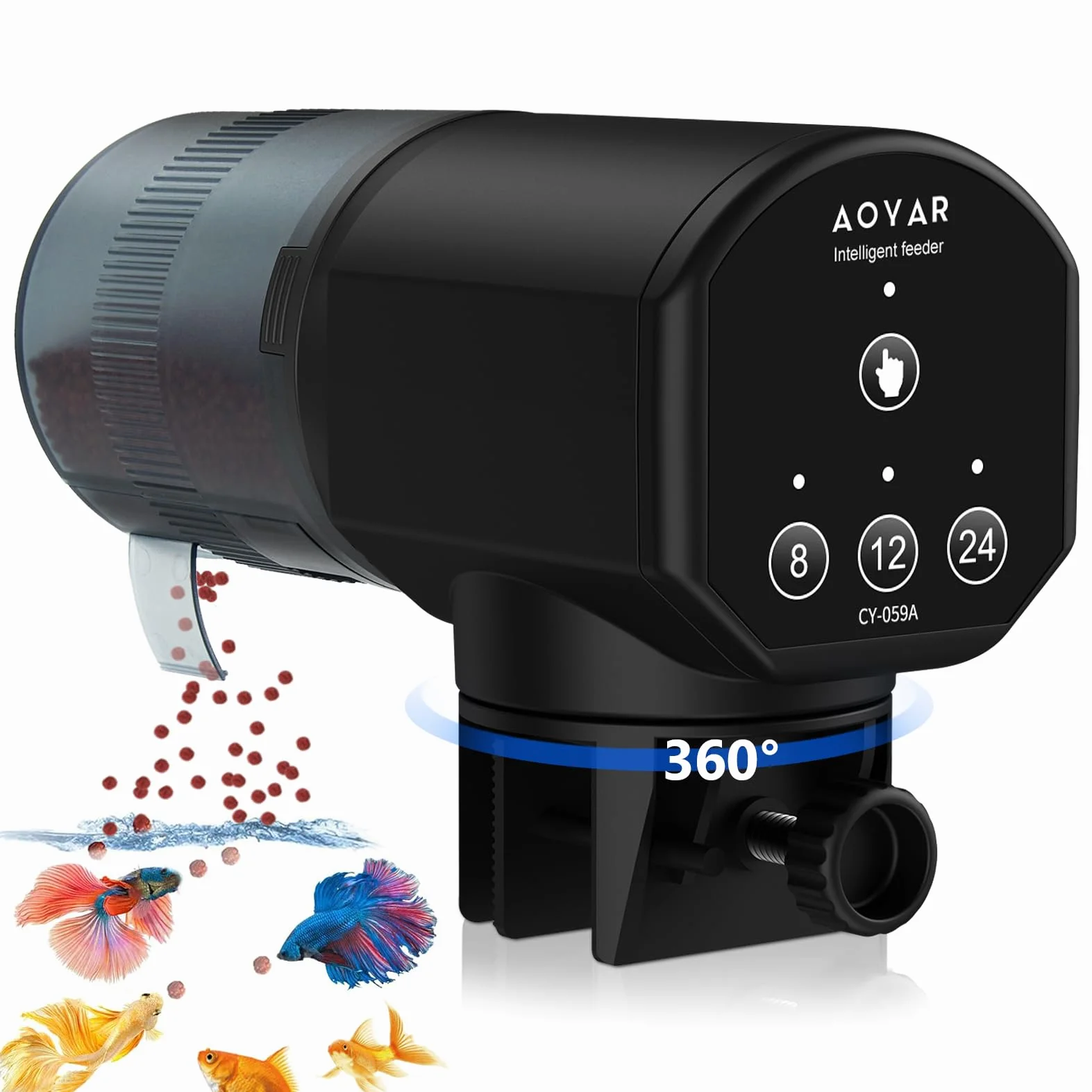 Distributeur Nourriture Poisson Automatique 200ML Grande Capacité Nourrisseur avec Minuterie pour Aquarium