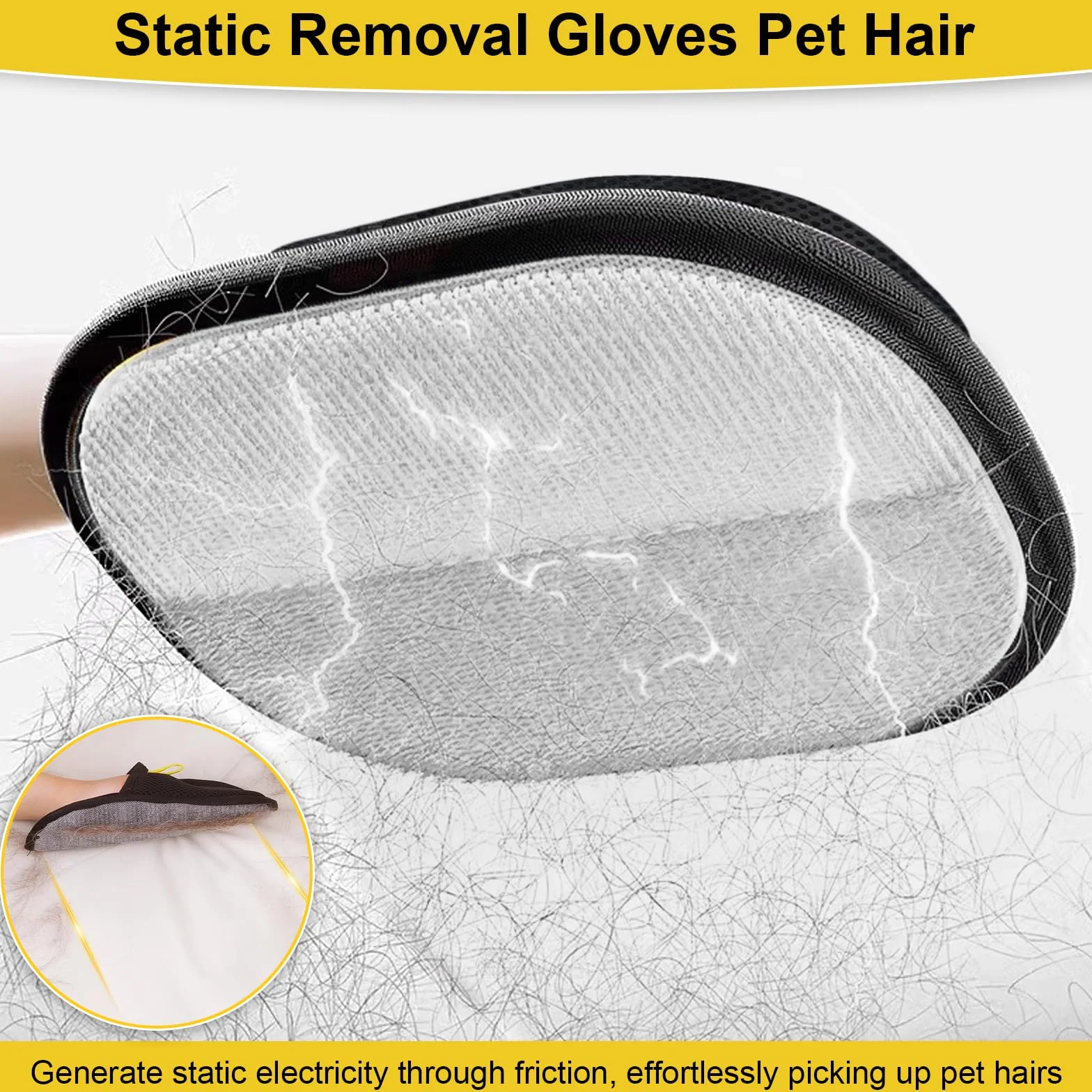 Gants Antistatiques pour Poils D'Animaux, Double-Sided Pet Grooming Gloves, Reusable Gants de Toilettage