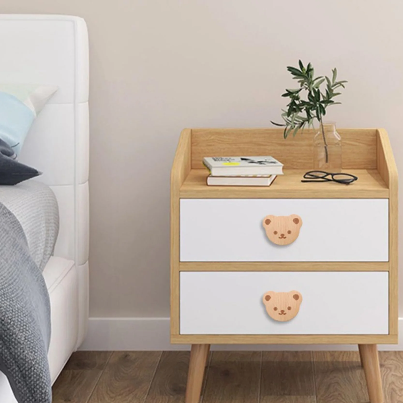 Boutons de tiroir en bois en forme d'ours pour enfants commode cuisine