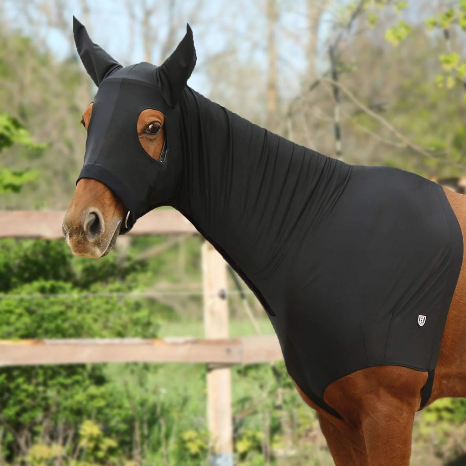 Harrison Howard Soft Fleece Trim Horse Head Hood with Zipper Black Large