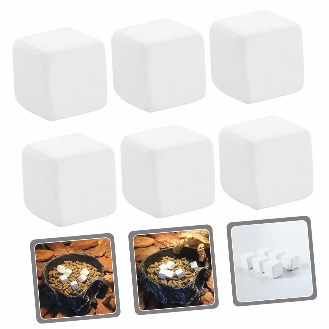 Toyvian Cube de Calcium pour Réservoir de Tortue 6 Pièces Bloc Minéral Naturel Dissolvable Reptiles Lézards Geckos Supplément Calcique