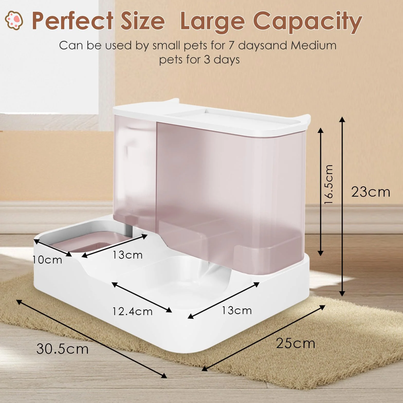 Distributeur 2 en 1 Chats Chiens Gamelle 2,8 L Abreuvoir 1 L par gravité Siphon sans BPA
