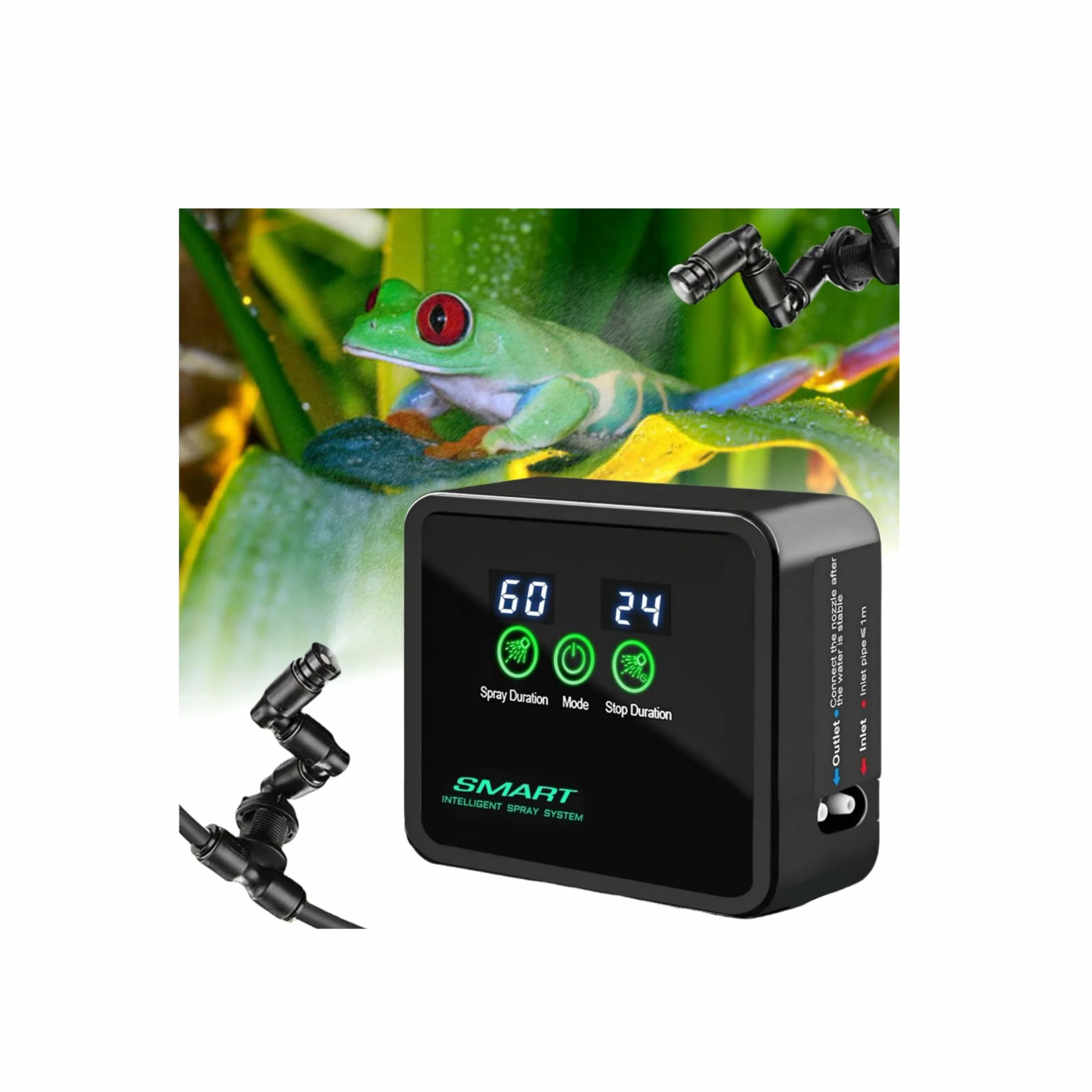 Brumisateur Terrarium Automatique avec Minuterie, Pulvérisation 360° pour Reptiles Amphibiens