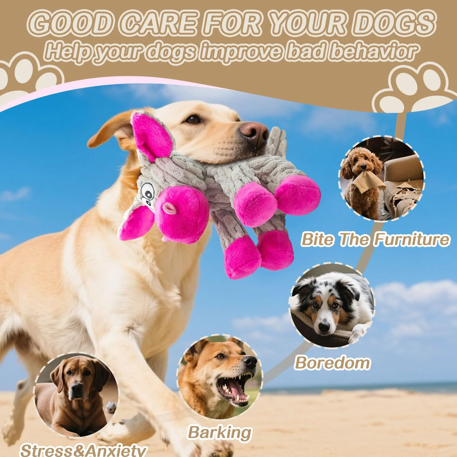 Peluche pour Chien, Jouet à Couinement avec Squeaker, Doudou pour Petit et Moyen Chien, Cadeau Chien