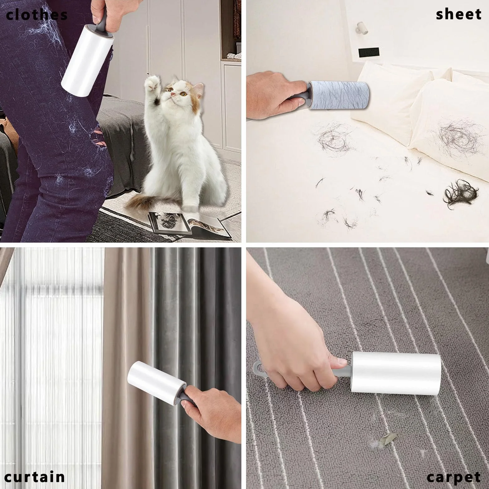 Rouleau Poils Animaux 15 Rouleaux 900 Feuilles Brosse Collante 2 Poignée Vêtements