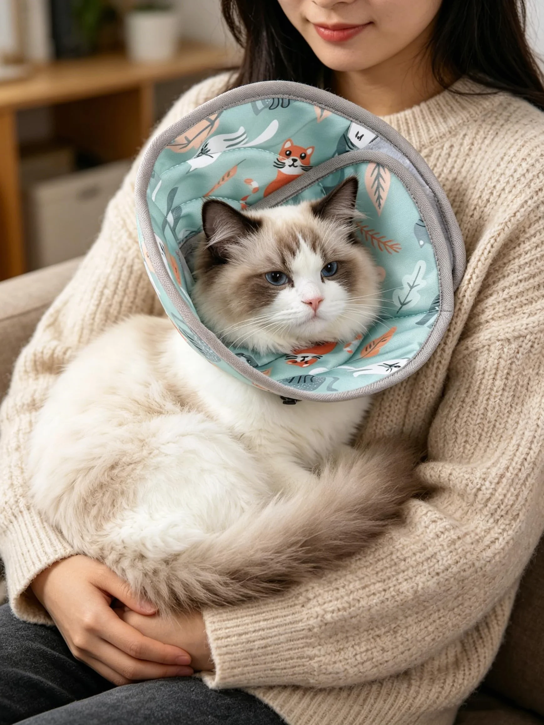 Collier de Protection Doux pour Chat Réglable Post-Opération Anti-Morsure pour Chats et Chiots (L)