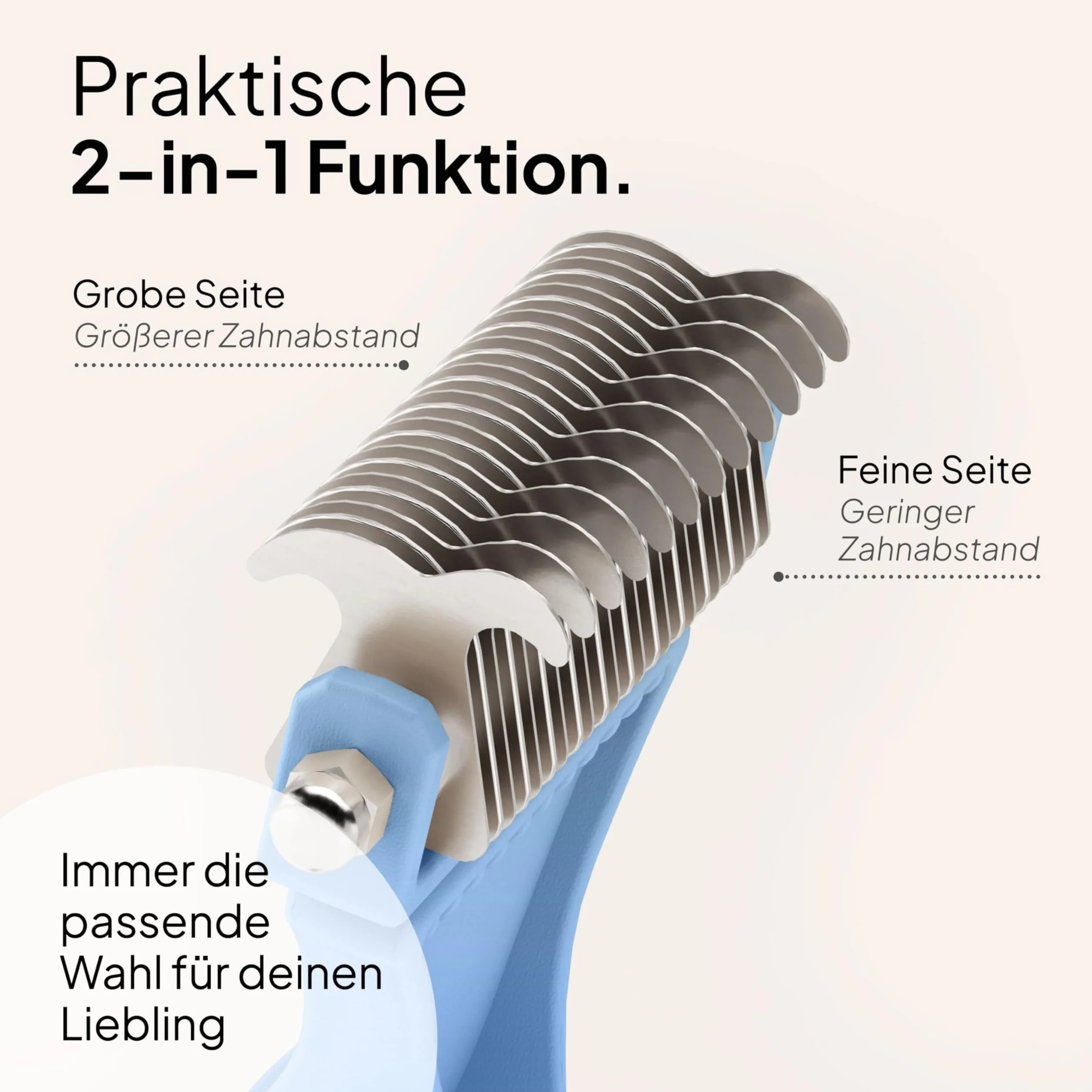 Pretty Paw Brosse Sous Poil Chat Anti-Mue Peigne Toilettage Doux Poils Longs Courts Dents Inox Bleu