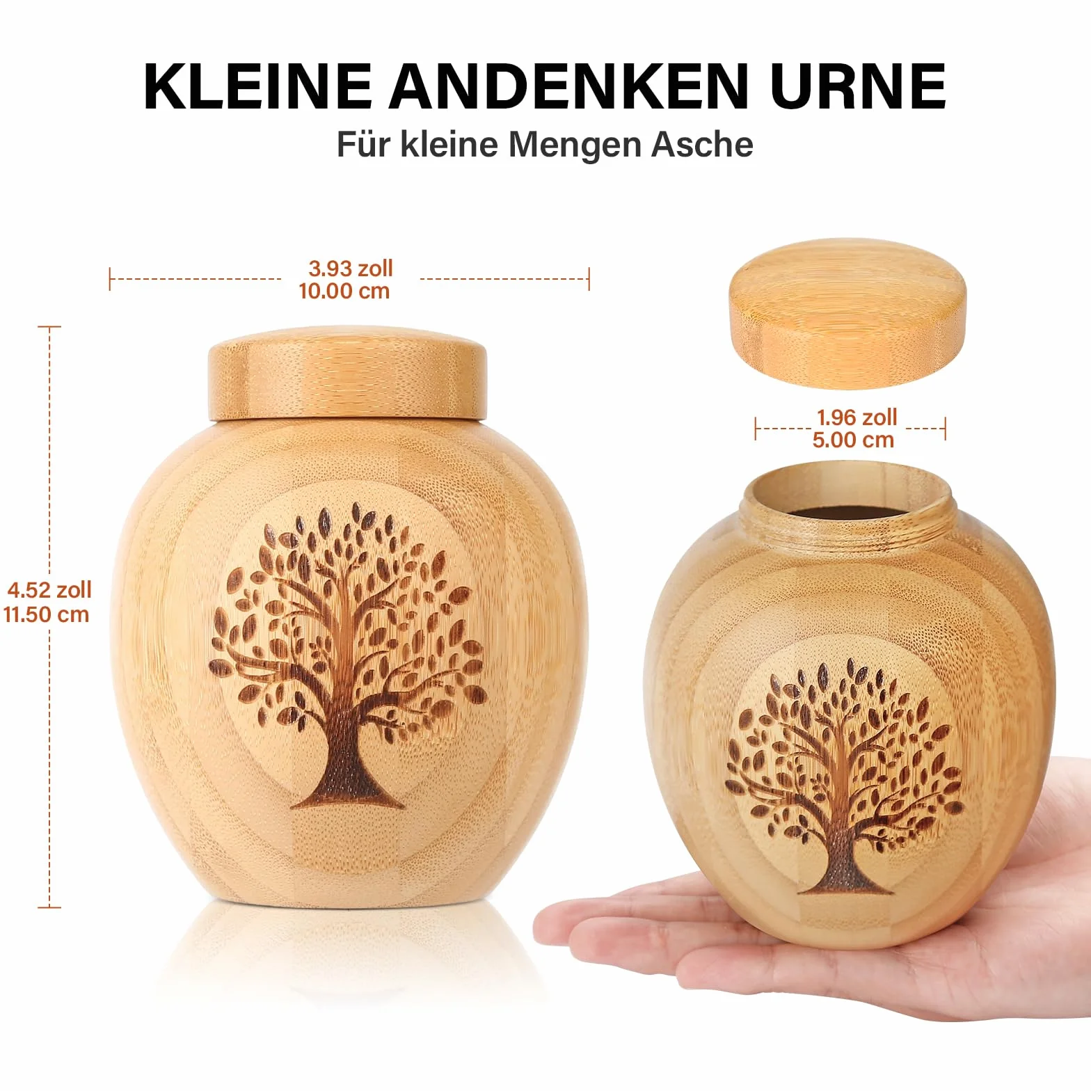 Urne pour Cendres humaines en Bambou, Souvenir avec Arbre de Vie, Crémation Memorial 48 Pouces Cubes