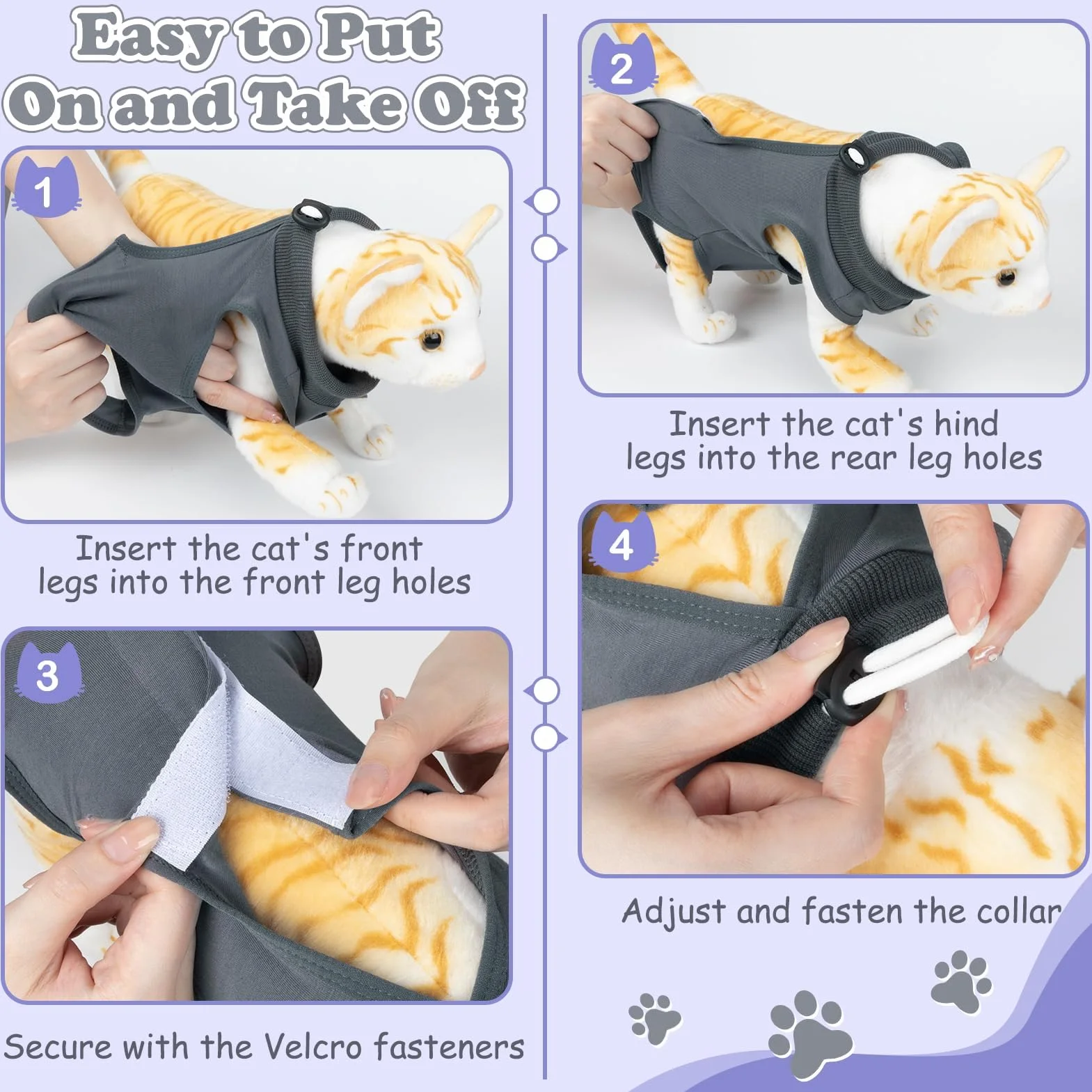 MELLIEX Body pour Chat Post Opératoire Stérilisation, Combinaison Anti Léchage, Gilet de Récupération