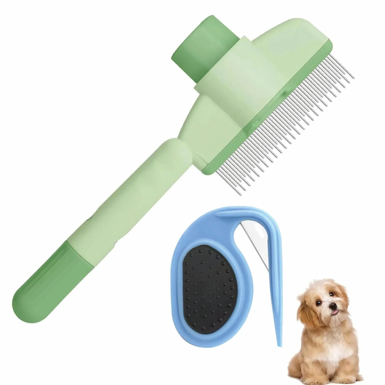 Lot de 2 Peignes pour Chats Autonettoyants Brosse Multifonction Anti-Puces