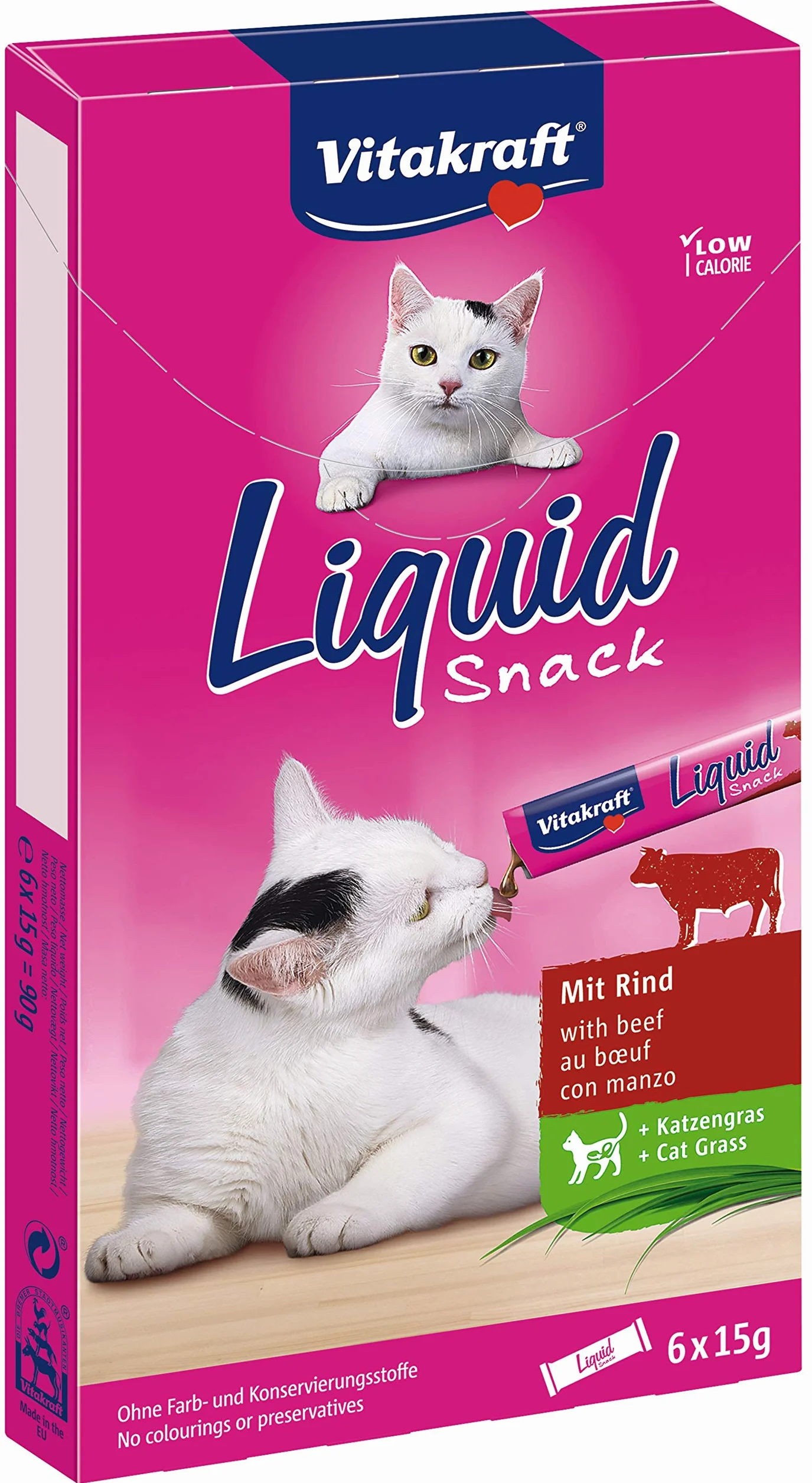 Vitakraft Liquid Snack Friandise pour Chat au Boeuf avec herbe à chat