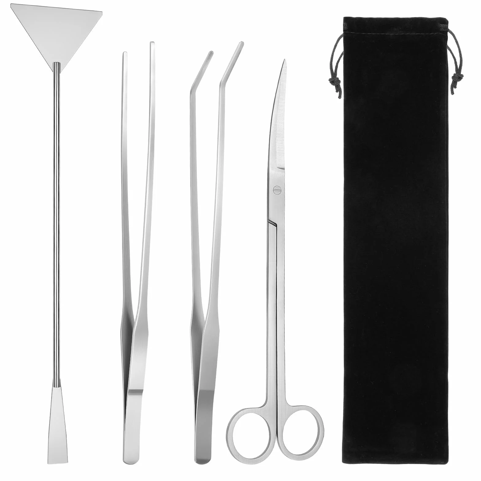 Flintronic 6 en 1 Aquarium Aquascaping Kit, INOX Ciseaux Pinces Outils Set pour Réservoir Eau Plantes Aquatiques