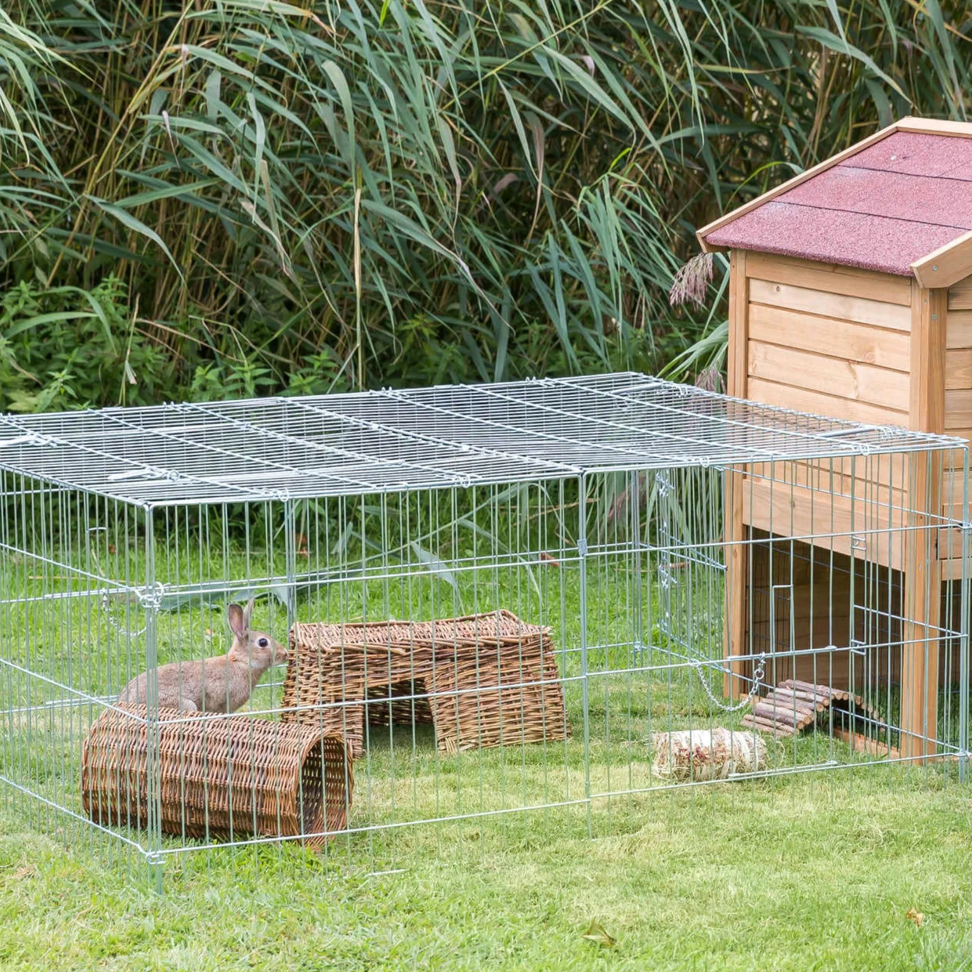 TRIXIE Cage à lapin 0,9 m³, enclos d'extérieur extensible pour clapier et poulailler, idéal pour les petits animaux, lapins, cochons d'Inde, poules