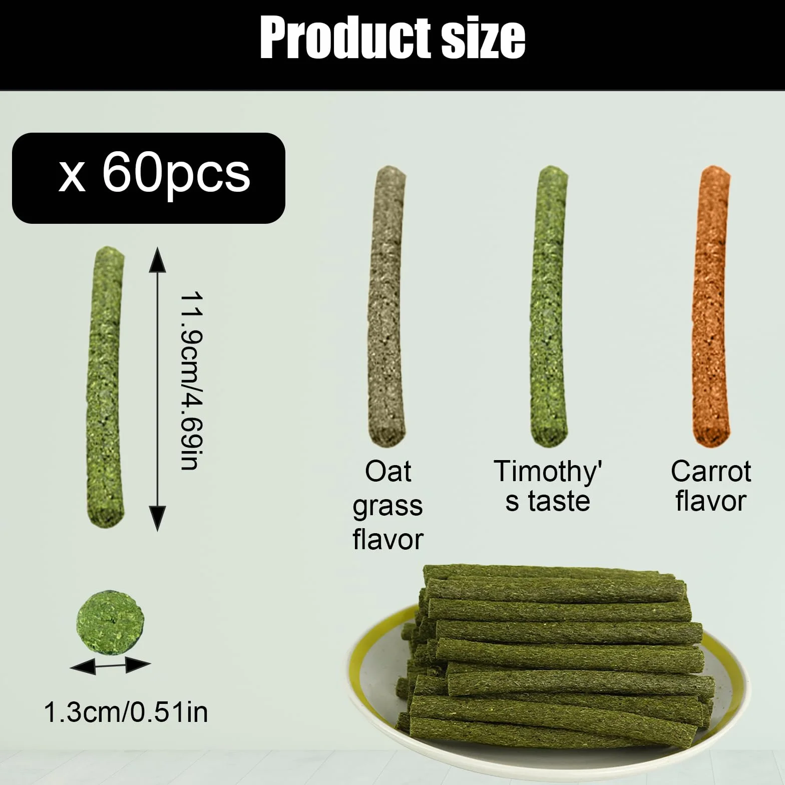 BAIFULAI Lot de 60 bâtonnets de foin Timothy pour lapins cochons d'Inde Chinchilla jouets à mâcher