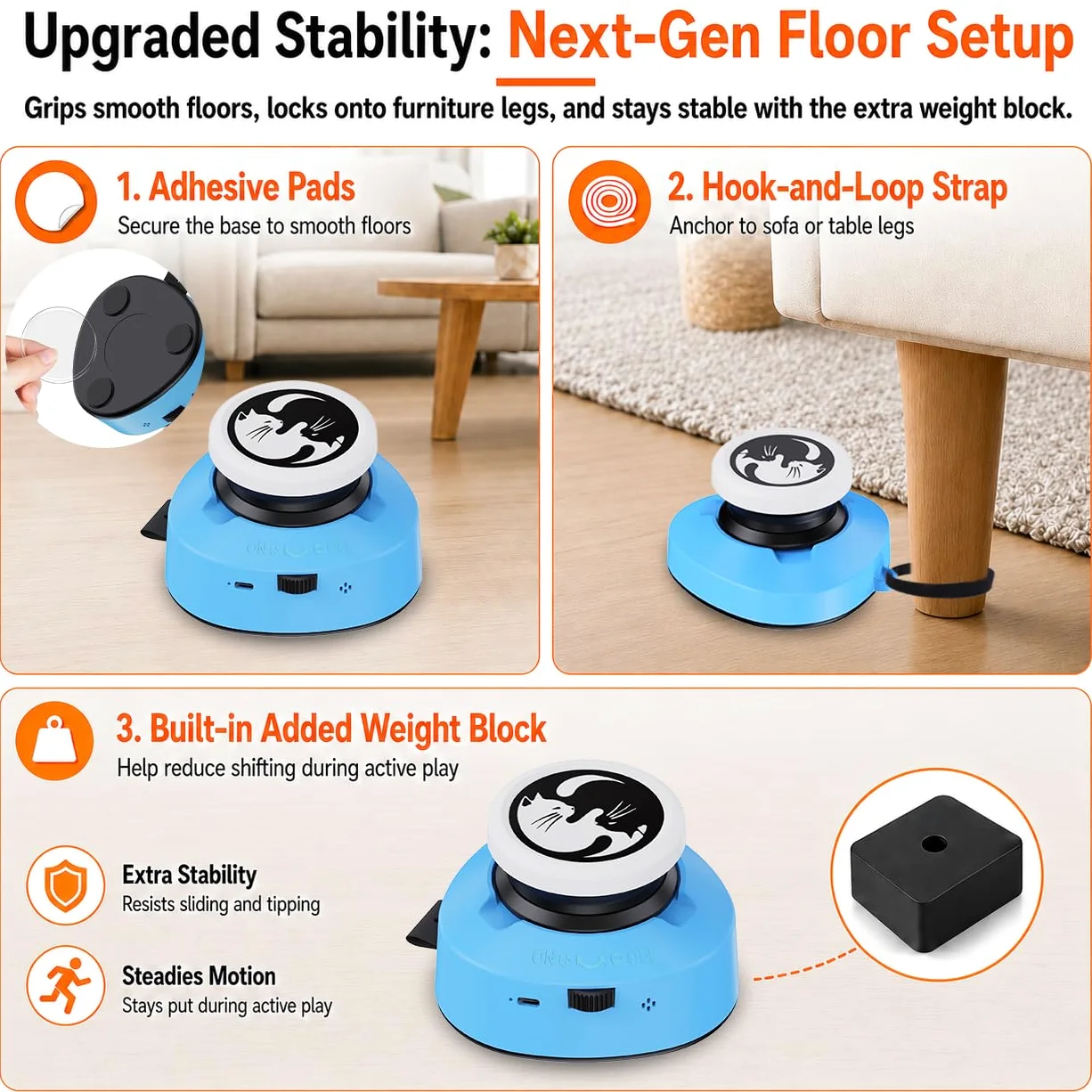ITSHINY Jouet électrique pour chat, jouet interactif pour chat avec chemins de course réglables, modes automatique/manuel, rechargeable, pour jouer actif, santé